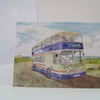 Greetings card Bristol VRT bus Western National Lands End Cornwall