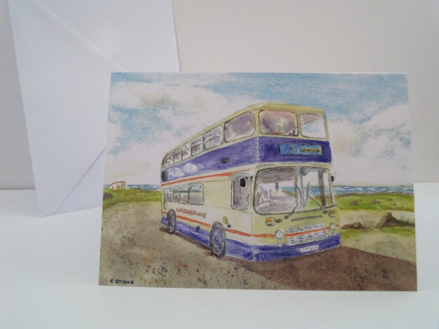 Greetings card Bristol VRT bus Western National Lands End Cornwall
