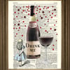 Alice In Wonderland: Dictionary Art Print, 'Drink Me' Wine Wall Hanging