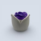 White Rose Jewellery Box with Soft Lilac Purple Floral Lid