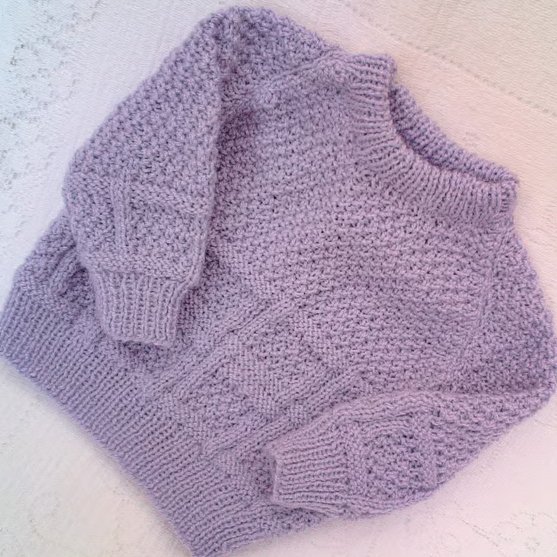 Hand Knitted Box Patterned Jumper with a Round Neck, Child's Jumper, Custom Make