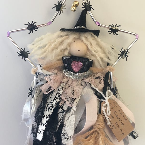 Witch In A Star Hanging Decoration - Kitchen Witch - Carrie 