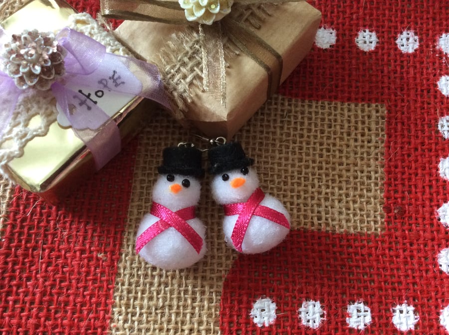 Snowman Christmas Earrings