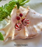 Murano Glass & Eco Bamboo Red Coral Gold Vermeil Earrings  - Image 1