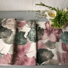 6.5 foot Table Runner Tropical Flower Pink Grey Green Cotton Lined Home Dec