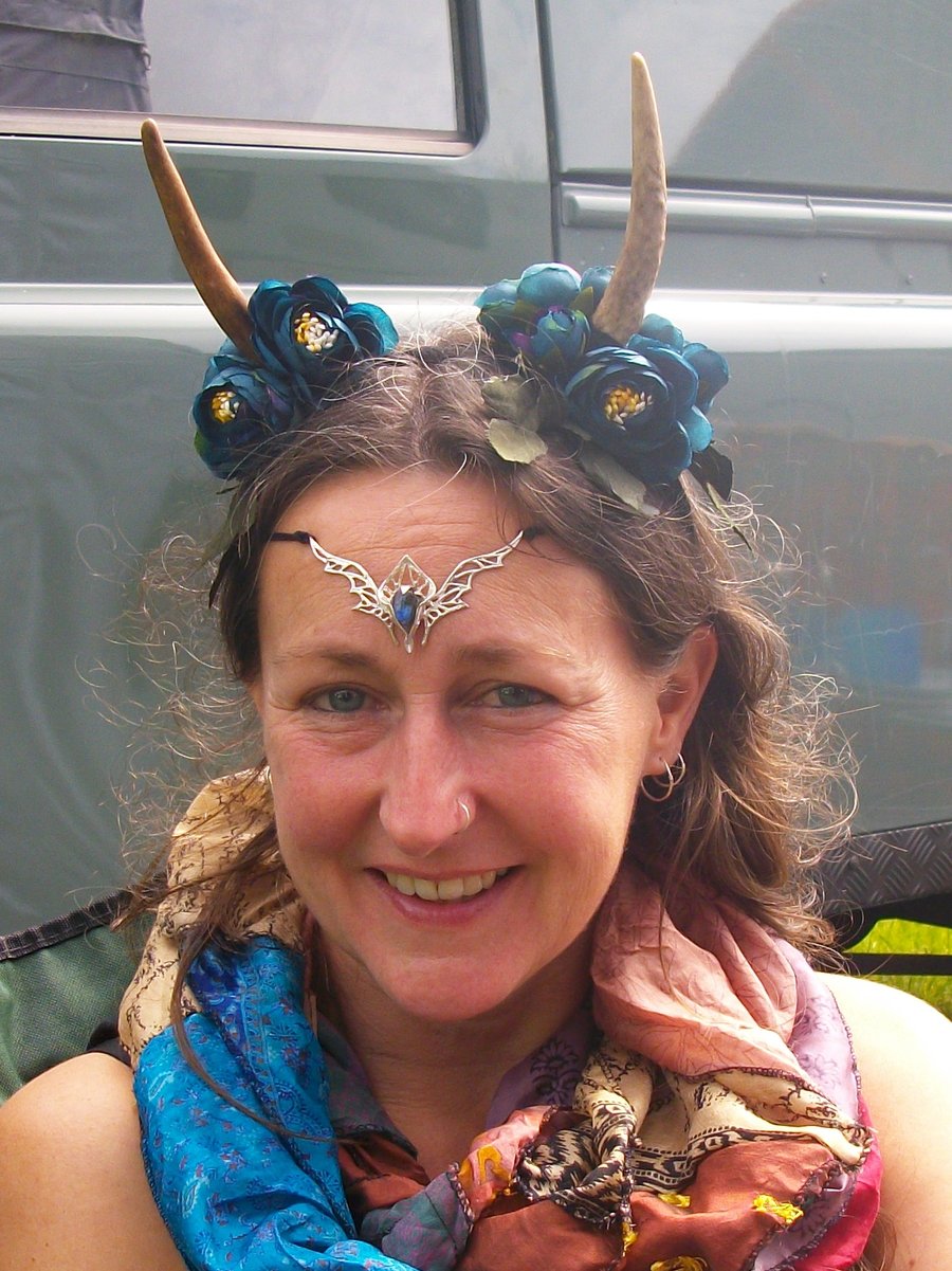 Deer Antler and Flower Headband. Festival Faerie Wear.