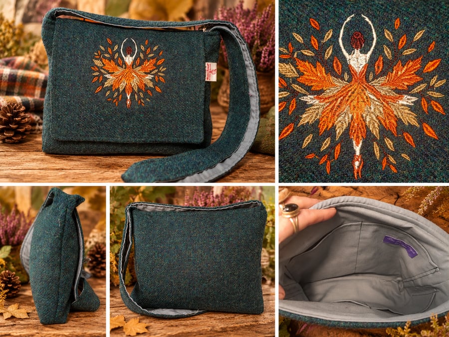 Harris Tweed Crossbody Bag with ballerina - Folksy