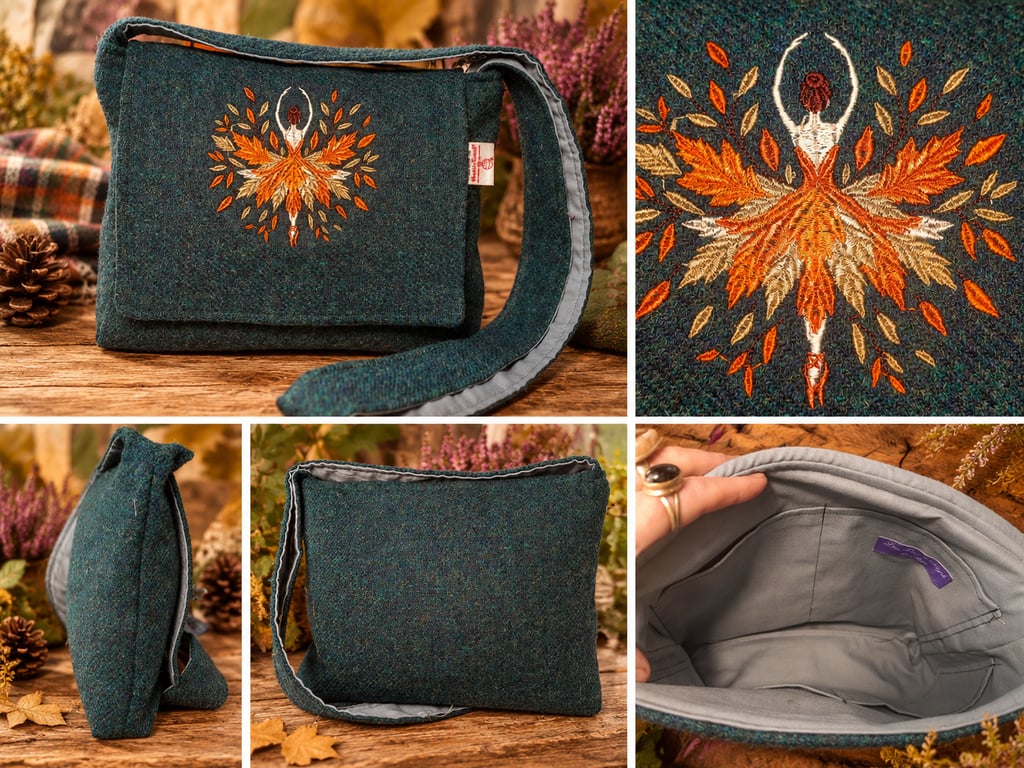 Harris Tweed Crossbody Bag with ballerina 