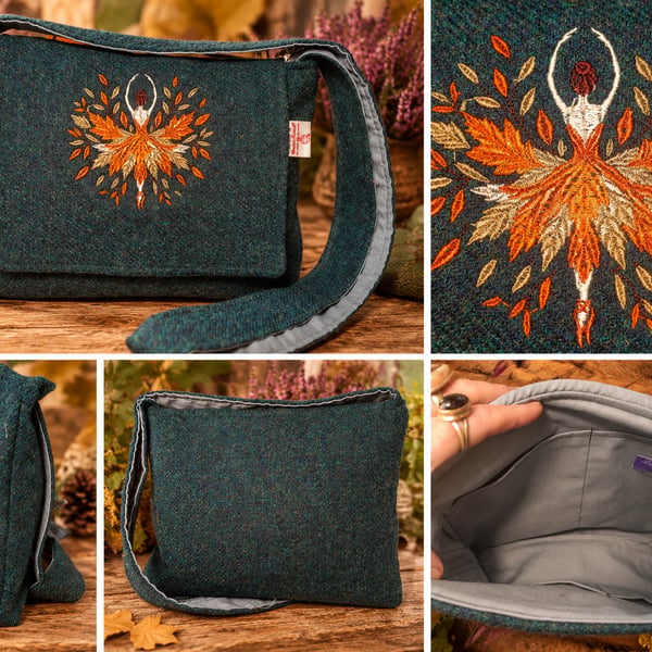 Harris Tweed Crossbody Bag with ballerina 