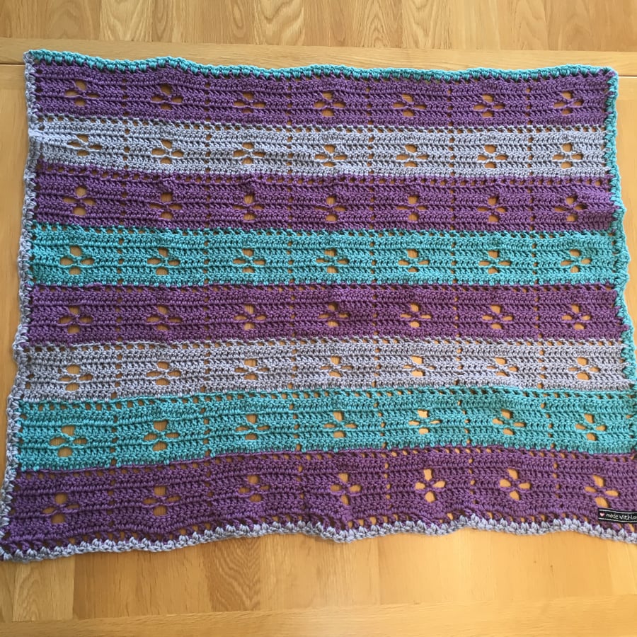 Baby Blanket - purple, green and grey