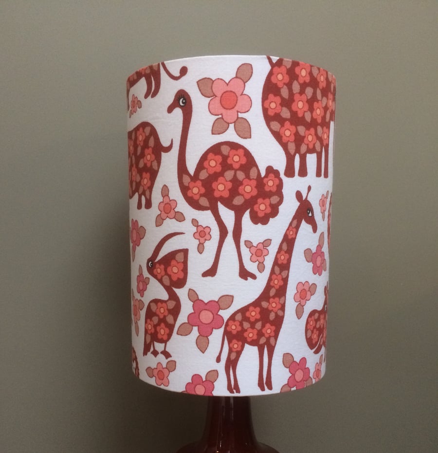 SALE FREE UK Post A fun 60s 70s Animals and Flowers Vintage Fabric Lampshade