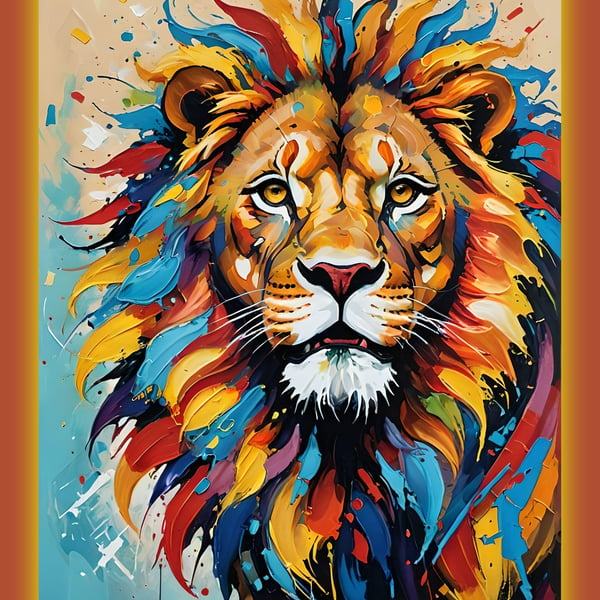 Rainbow Lion Head Card A5