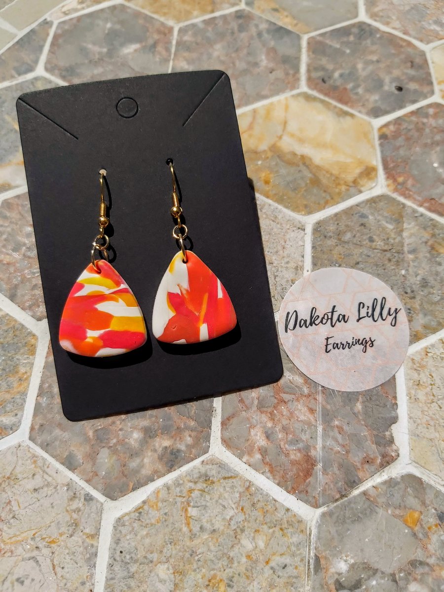 Summer vibes triangle hook polymer clay earrings