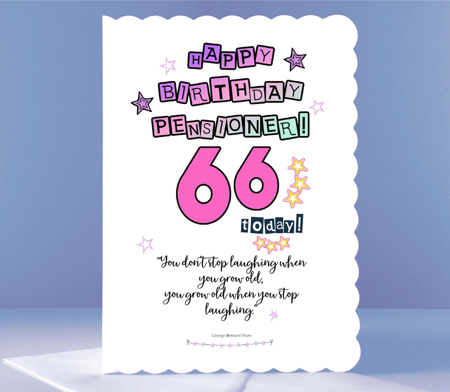 Don't Stop Laughing! -  Personalised 66th Birthday Card - in Pink