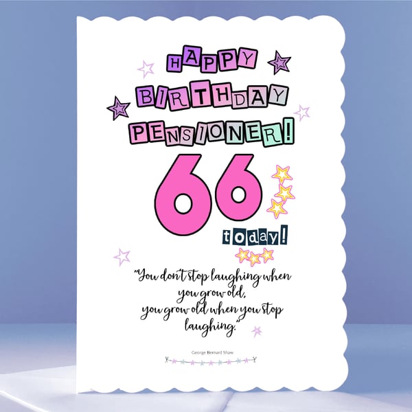 Personalised 66th Birthday Card - New Pensioner Celebration Birthday Card