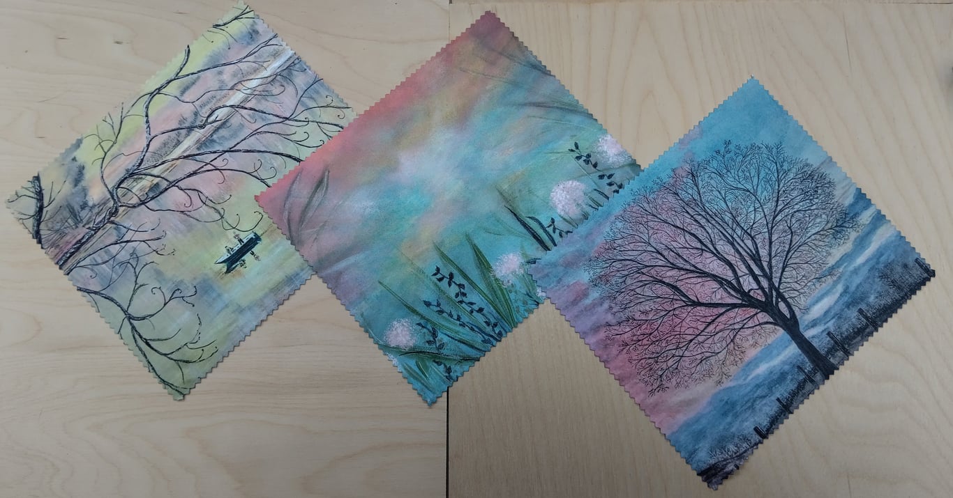 Glasses and Screen cleaning cloth, choice of 3 designs or set of all 3