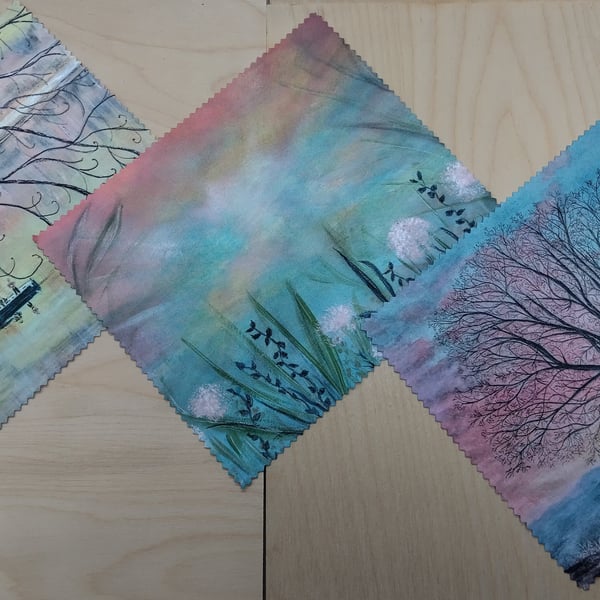 Glasses and Screen cleaning cloth, choice of 3 designs or set of all 3