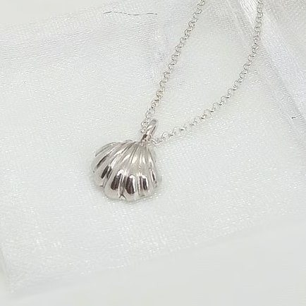 Fine Silver Scallop Pendant sea shell handmade gift for her 