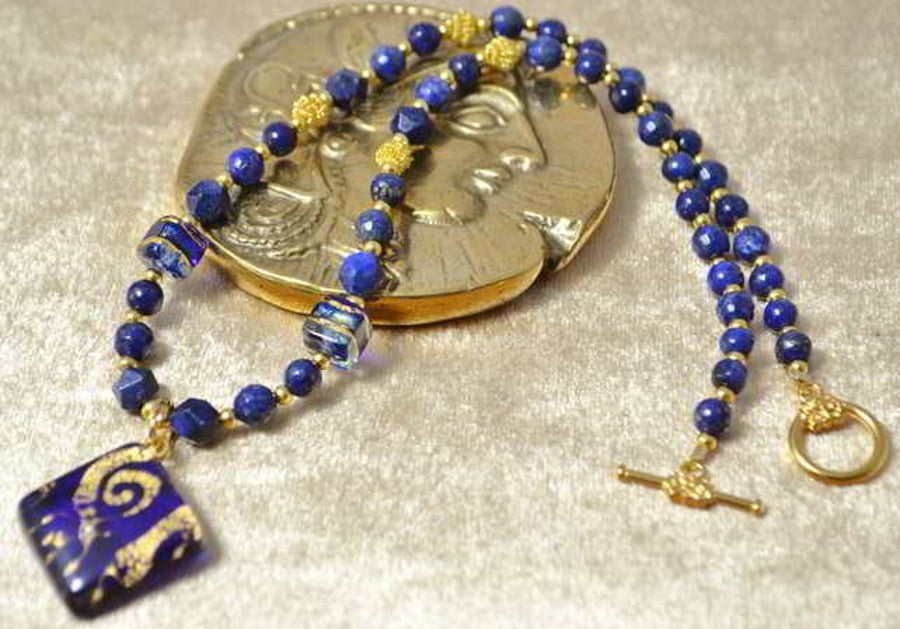 Lapis Lazuli & Murano Glass Necklace