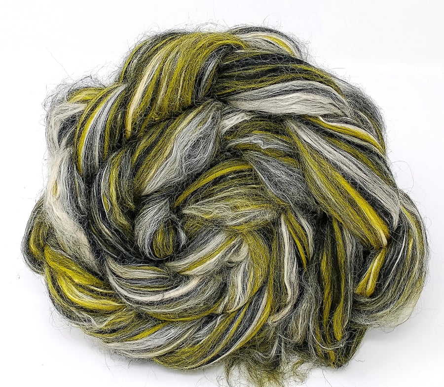 Merino wool Bamboo and Soya Bean Combed Top Roving 100g Bumble Bee