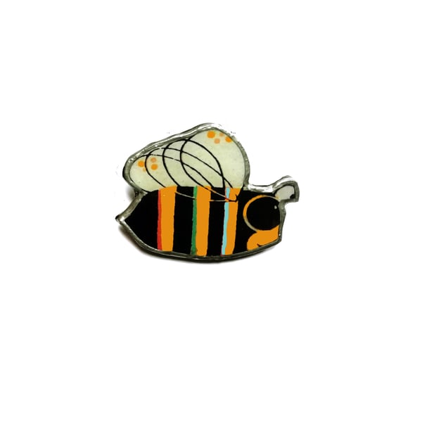 Wonderfully Whimsical Rainbow Stripe Buzzy Bee Pride Brooch by EllyMental