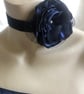 Madame - Dark Blue Rose & Velvet Choker 