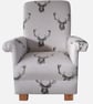 Kid's Stag Heads Fabric Armchair Grey Child's Chair Deer Childrens Animals Stags - Image 1