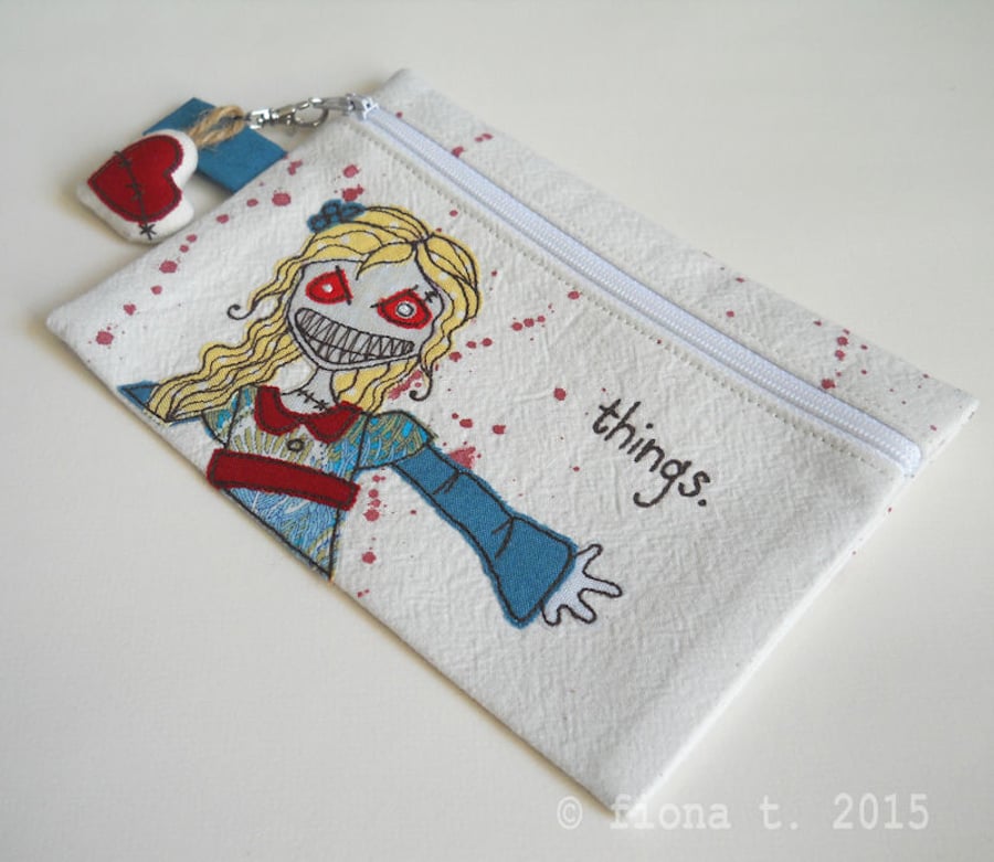 free motion embroidery zombie purse