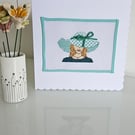 Crossstitched glamorous lady mothers day-birthday card