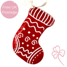 Fused Glass Ribbed Christmas Stocking Hanging Decoration 