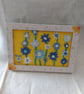 Hand embroidered flowers small picture upcycled painted frame 