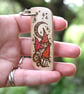Fungi under the moon. Pyrography key ring. - Image 2