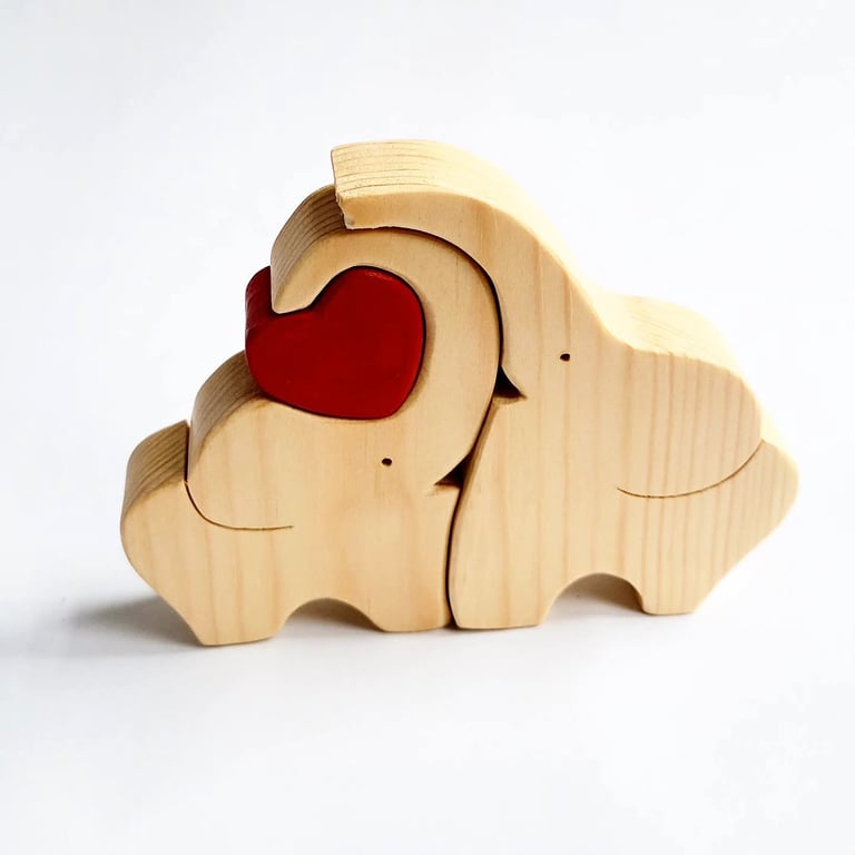 Wooden Elephant Love ornament