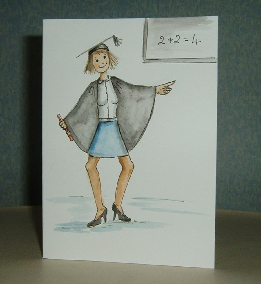 Thank you Teacher cartoon greetings card ref 711