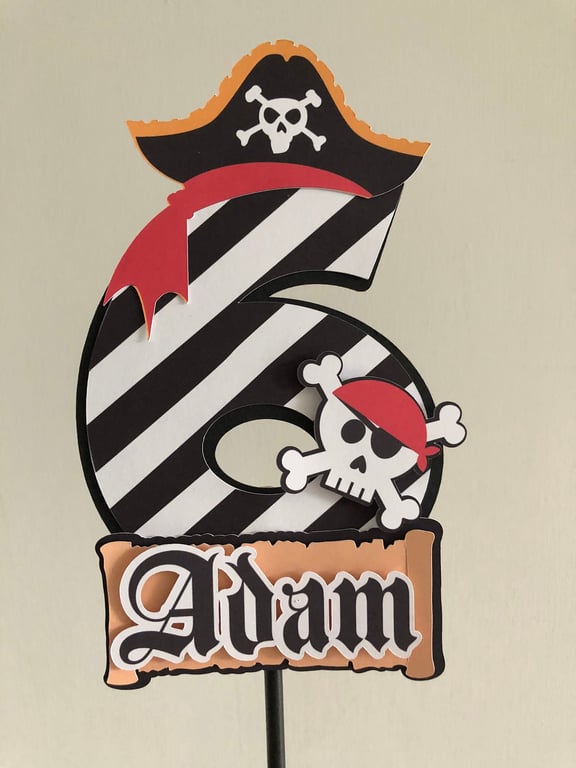 Pirate Themed Personalised Birthday Cake Topper