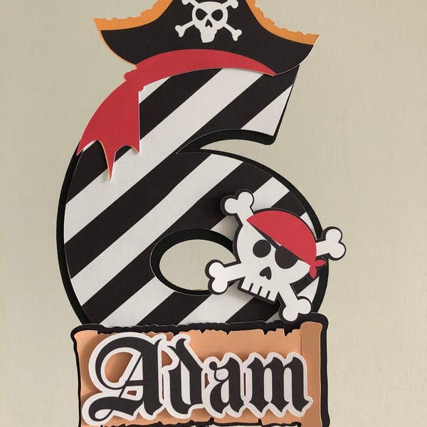 Pirate Themed Personalised Birthday Cake Topper