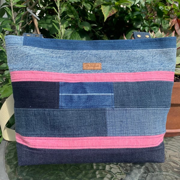 Recycled denim crossbody bag