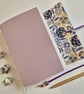 Lilac Leather Journal, Notebook or Sketchbook, with Chrysanthemum, A6