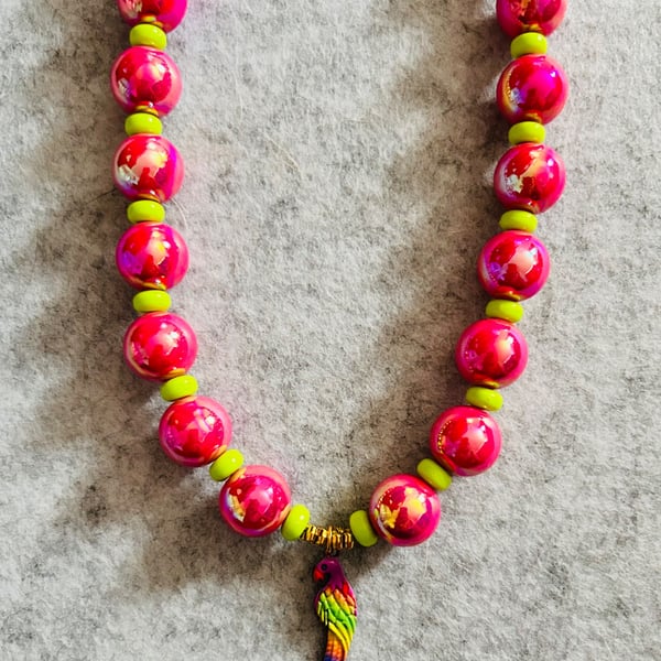 Fun, Bright large beaded necklace