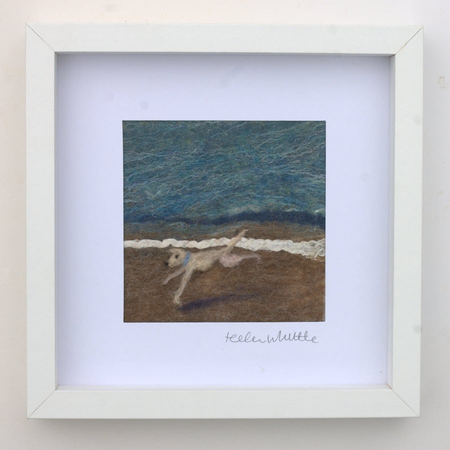 Beach Dog - original felt art
