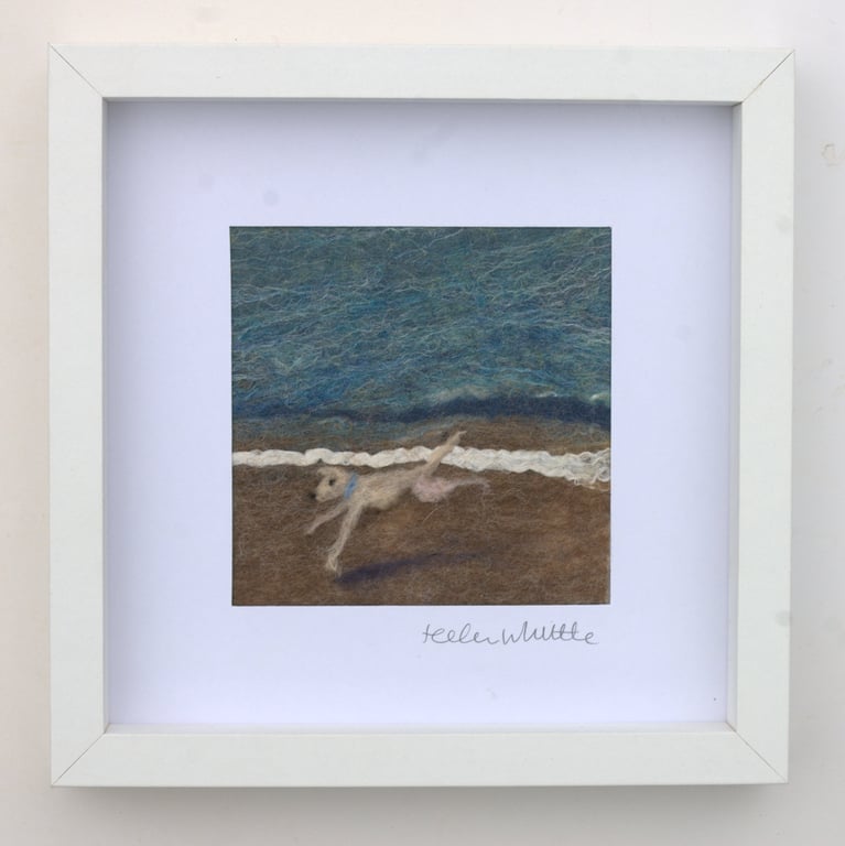 Beach Dog - original felt art