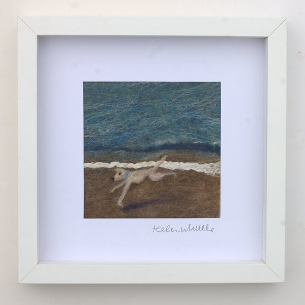 Beach Dog - original felt art