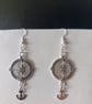 Silver nautical compass and anchor charm dangle earrings  - Image 4