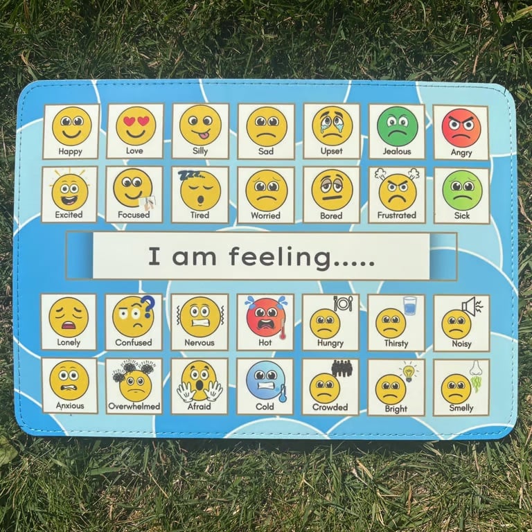 Emotions PECS Faux Leather PVC Touch Board Mat I Am Feeling Centre (28cm x 20cm)