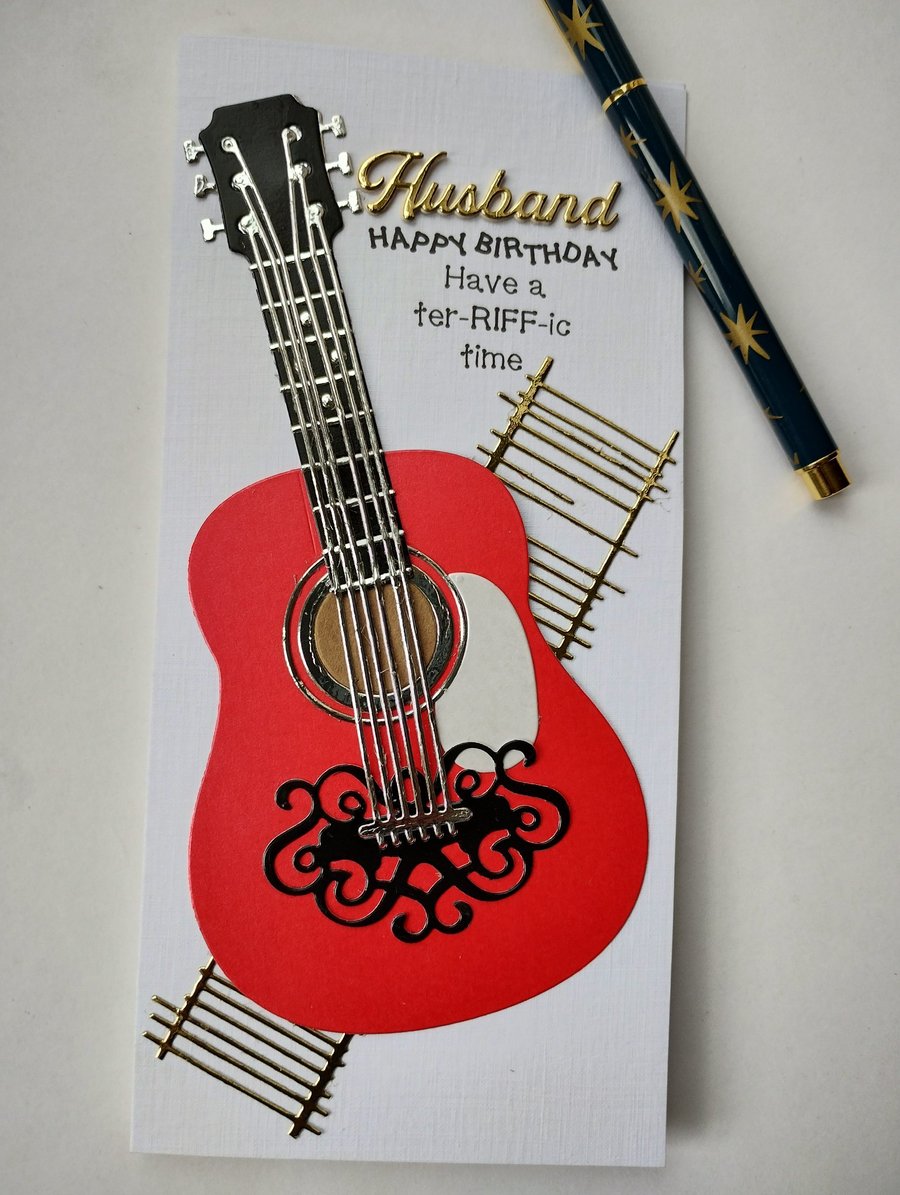 Happy Birthday Husband - Red Guitar 