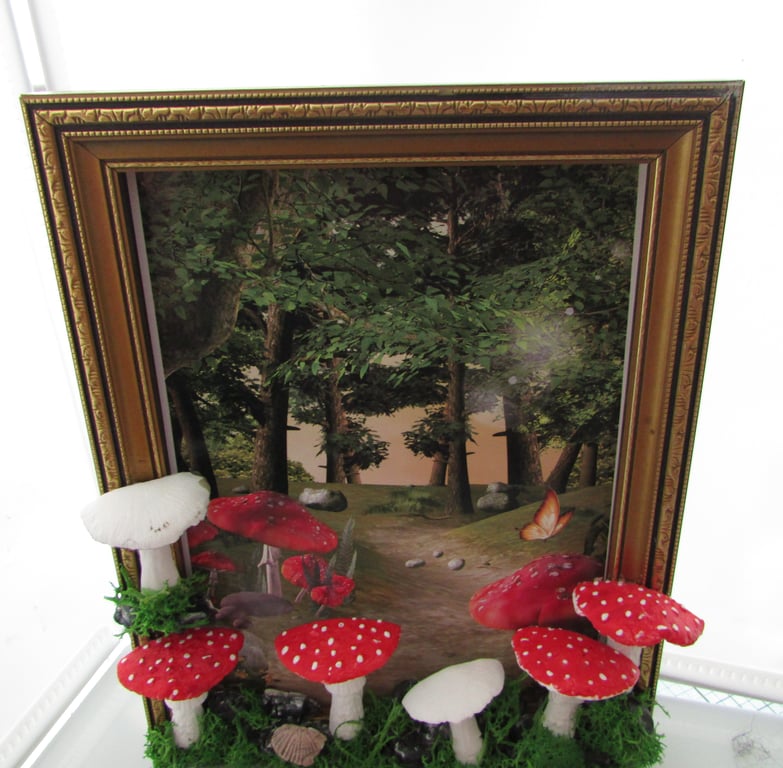 toadstool Mushroom Decoration Handmade Wall Decor Hanging Sculpture Moss picture
