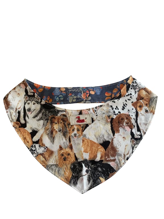 Reversible Dog Bandana.  Medium Dog.