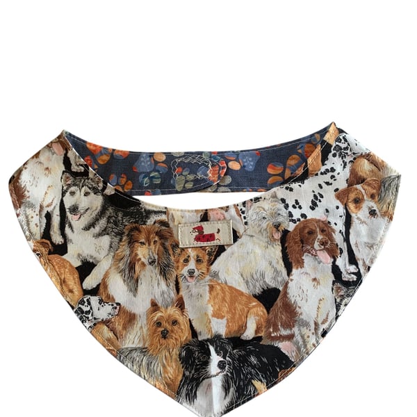 Reversible Dog Bandana.  Medium Dog.