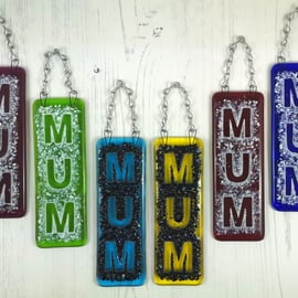 Handmade Fused Glass Mum Suncatcher - Hanging Picture Decoration - Mothers Day