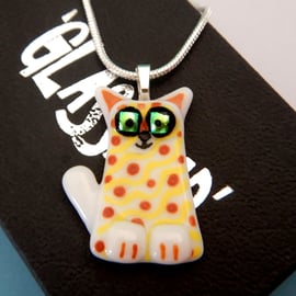 Handmade Fused Glass 'Cat' Pendant